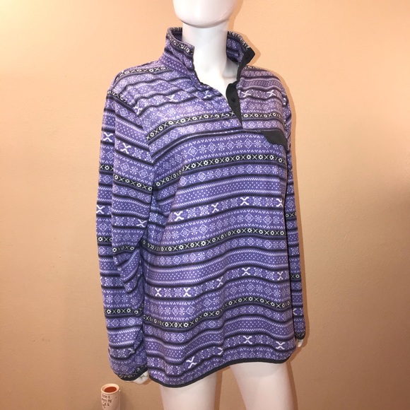 Jachs Cabin Fleece Pullover Sweater Womens Size Large Lavender Grey Outerwear - Picture 1 of 15
